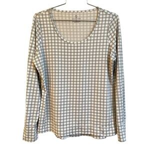 LANDS END, STRETCHY LONG SLEEVE TOP WITH 1 1/2” BOTTOM HEM & 3” CUFF. SIZE M